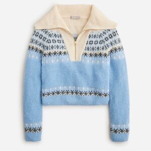 J. Crew Blue and Cream Patterned Sweater